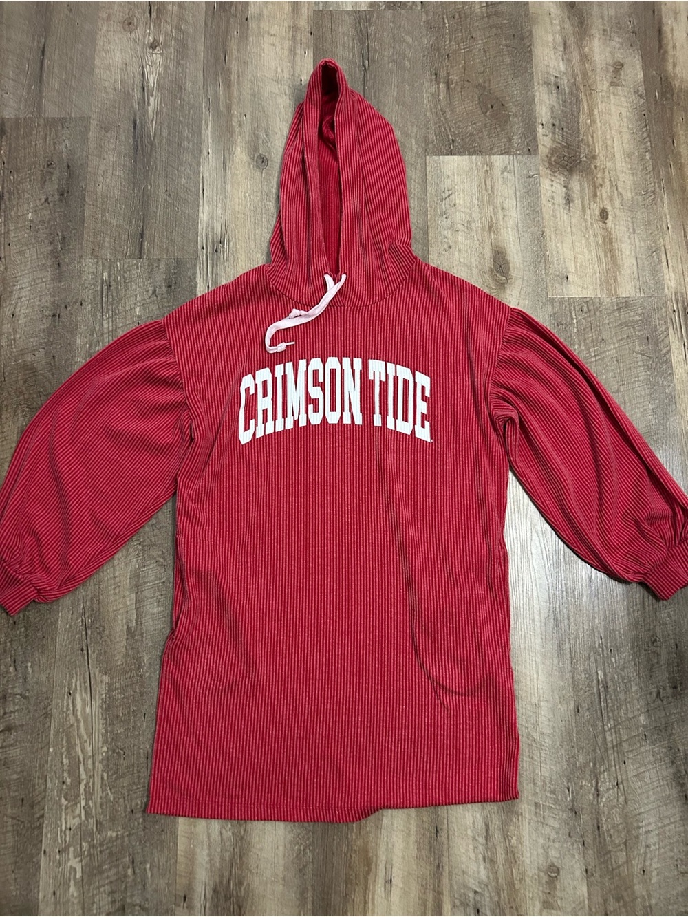 Crimson Tide Red Hooded Pullover Dress with Pockets